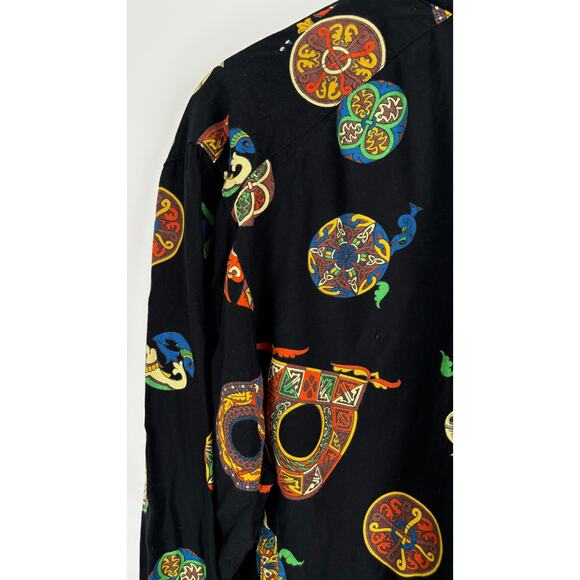 Crisca Abstract Fish Long Sleeve Turtleneck Shirt Womens Size 40 Canada Flawed - Picture 3 of 15